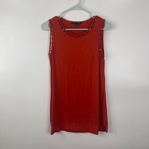 Cable & Gauge Womens Tunic Top Size‎ S Orange Round Neck Sleeveless
